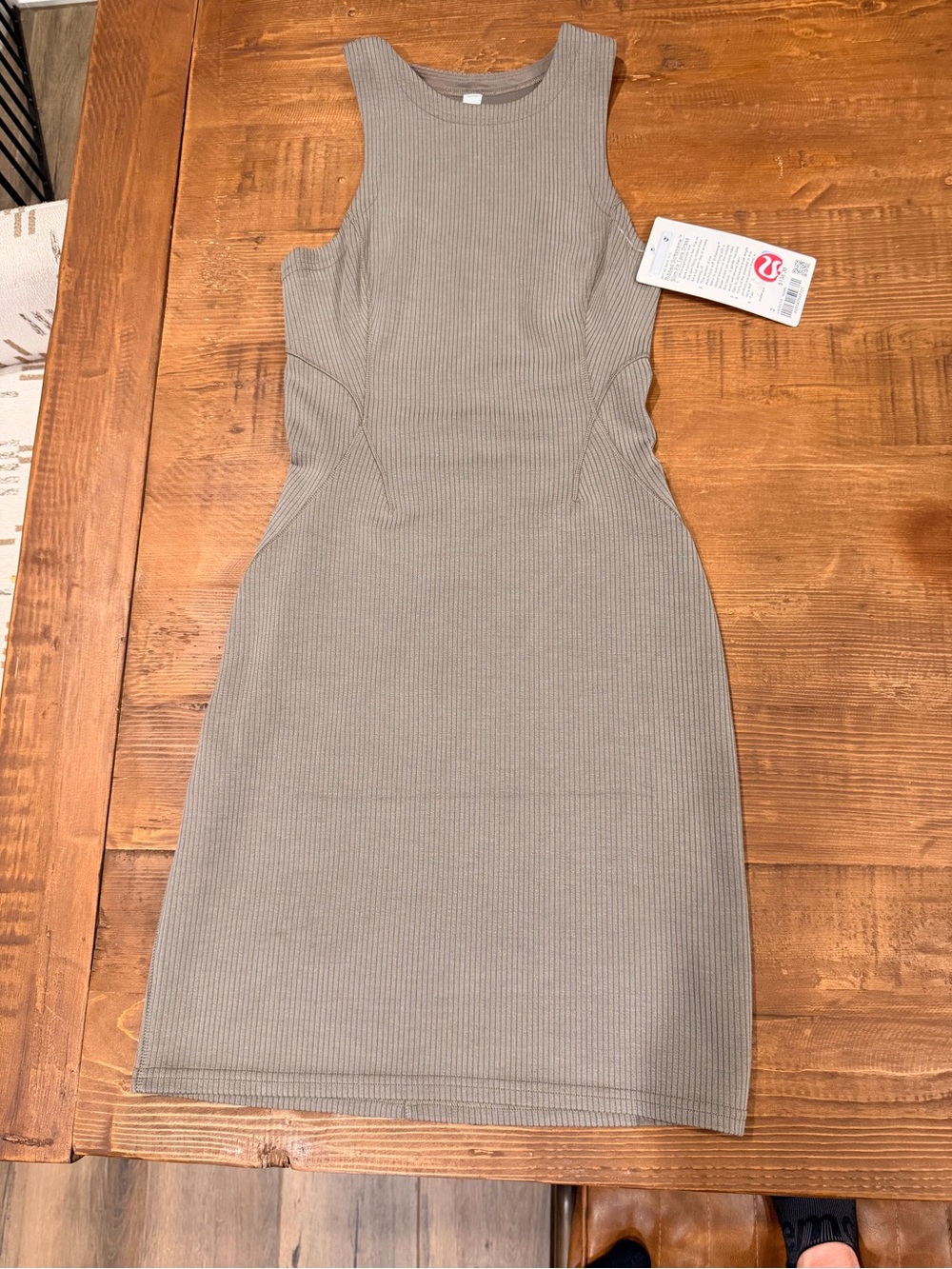 lululemon athletica Ribbed Sleeveless Midi Dress in Taupe